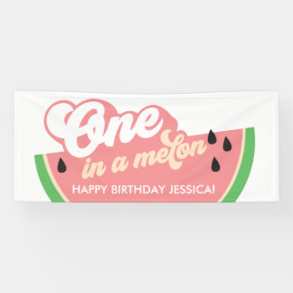 Een in een meloen eerste verjaardag banner