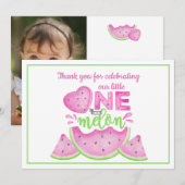 Eén in een Meloen Eerste Verjaardag Dank Je Kaart (Voorkant / Achterkant)