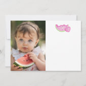 Eén in een Meloen Eerste Verjaardag Dankjewelkaart Kaart (Achterkant)