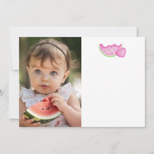 Eén in een Meloen Eerste Verjaardag Dankjewelkaart Kaart (Achterkant)