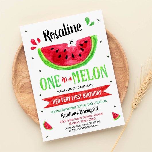 Eén in een meloen eerste verjaardag kaart