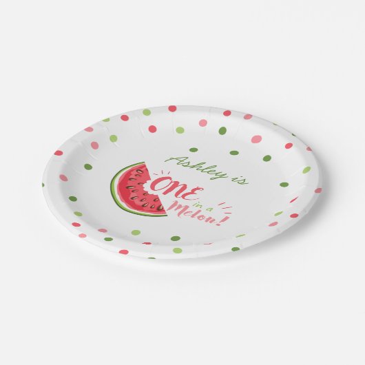 Eén in een meloen eerste verjaardag Papieren Bord  (Gekanteld)