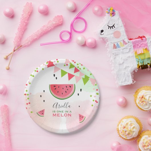 Eén in een meloen eerste verjaardag Papieren Bord (Feest)