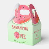 Een in een meloen eerste verjaardag watermeloen bedankdoosjes (Achterkant)