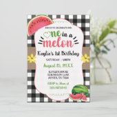 Een in een meloen eerste verjaardag watermeloen kaart (Staand voorkant)