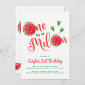 Eén in een Meloen Eerste Verjaardagsuitnodigingen Kaart (Voorkant / Achterkant)