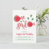 Eén in een Meloen Eerste Verjaardagsuitnodigingen Kaart (Staand voorkant)