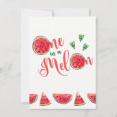 Eén in een Meloen Eerste Verjaardagsuitnodigingen Kaart (Achterkant)