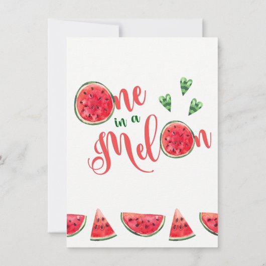 Eén in een Meloen Eerste Verjaardagsuitnodigingen Kaart (Achterkant)