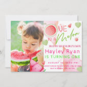 Een in een meloen foto 1e verjaardag kaart (Voorkant)