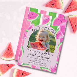 Eén in een Meloen Foto Roze Watermeloen Verjaardag Kaart