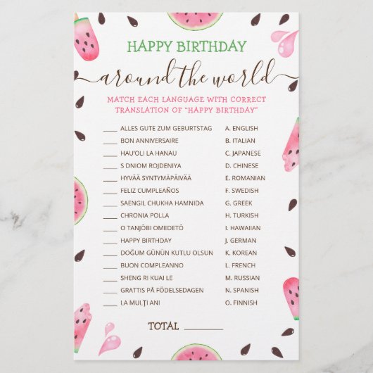 Een in een meloen Gelukkige Verjaardag over de hel (Voorkant)