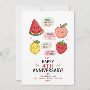 Één in een meloen Grappige Fruit 4e Jubileum Kaart
