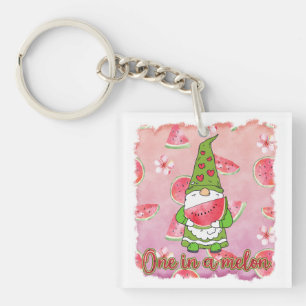 Een in een meloen   Groene Gnoom & Watermeloen Sleutelhanger