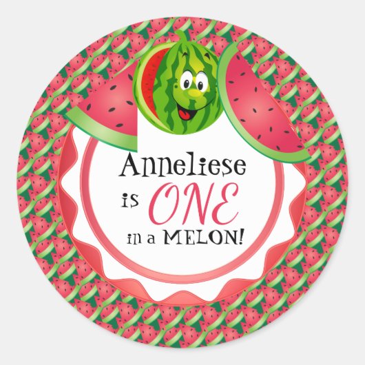 Een in een meloen - Kind is jarig Ronde Sticker (Voorkant)