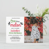 Een in een meloen klein lief meisje 1e verjaardag kaart (Staand voorkant)