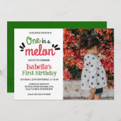 Een in een meloen klein lief meisje 1e verjaardag kaart (Voorkant / Achterkant)