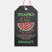 Een in een meloen krijtbord 1e verjaardag dank u cadeaulabel (Voorkant)