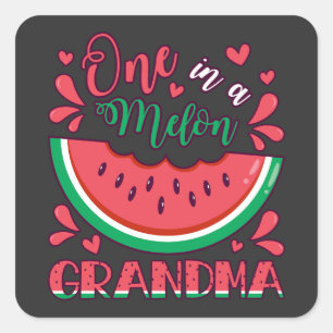 Een in een meloen oma B-Day Party Vierkante Sticker