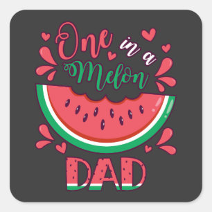 Een in een Meloen Pa B-Day Party Vierkante Sticker