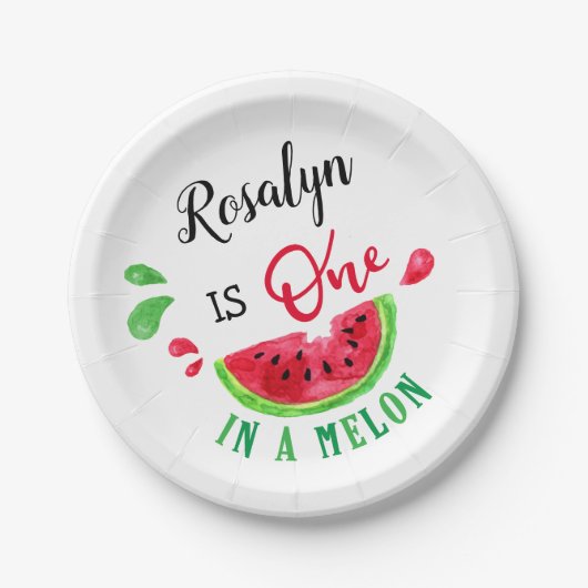 Eén in een meloen papieren bordje (Voorkant)