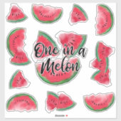 Een in een meloen Quote Watermelon Waterverf Fruit Sticker (Vel)