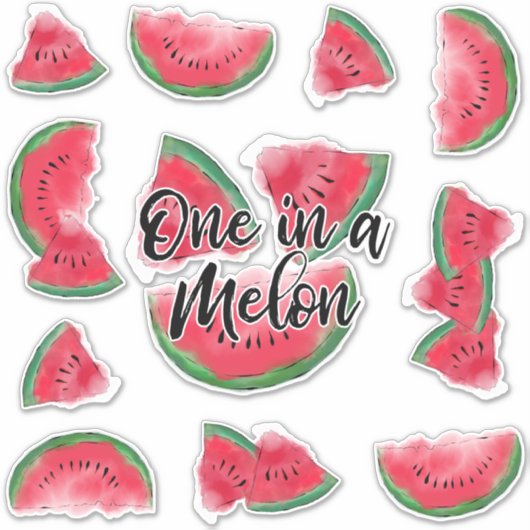Een in een meloen Quote Watermelon Waterverf Fruit Sticker (Voorkant)