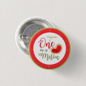 Een in een meloen rode watermeloen verjaardag ronde button 3,2 cm (Voorkant /achterkant)