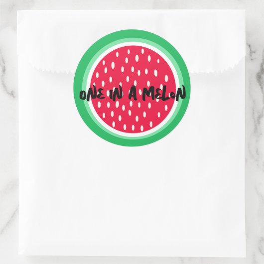 Eén in een meloen ronde sticker (Tas)