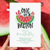 Een in een meloen rood groen 1e verjaardag kaart