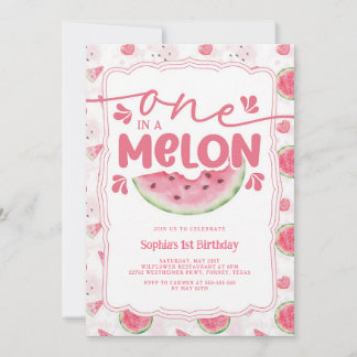 Eén in een Meloen Roze Watermeloen 1e Verjaardag Kaart