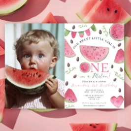 Een in een meloen Schattige Watermelon Meisje 1e V Kaart