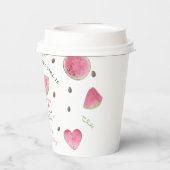 Een in een meloen Schattige Watermelon Meisje 1e V Papieren Bekers (Achterkant)