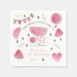 Een in een meloen Schattige Watermelon Meisje 1e V Servet
