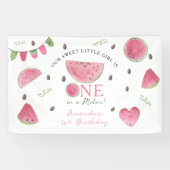 Een in een meloen Schattige Watermelon Meisje 1e V Spandoek (Horizontaal)