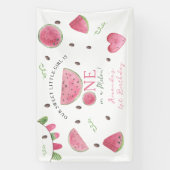 Een in een meloen Schattige Watermelon Meisje 1e V Spandoek (Verticaal)