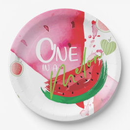 Een in een meloen Schattigee zomer Papieren Bordje