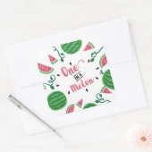 Een in een meloen Sticker, watermeloen Vierkante Sticker (Envelop)