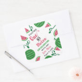 Een in een meloen Sticker, watermeloen Vierkante Sticker (Envelop)