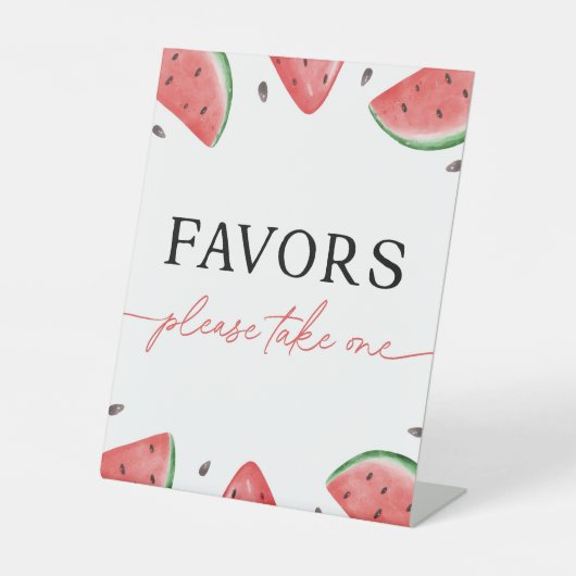 Een in een meloen tafelteken watermeloen gunsten t reclamebord met voetstuk (Voorkant)