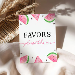 Een in een meloen tafelteken watermeloen gunsten t reclamebord met voetstuk