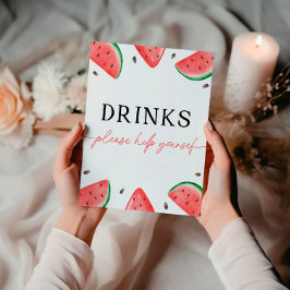 Een in een meloen teken watermeloen Drinken teken Reclamebord Met Voetstuk