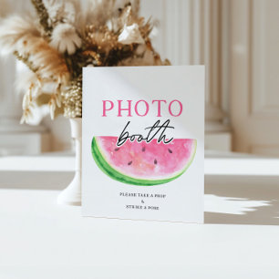 Een in een meloen teken watermeloen foto stand tek reclamebord met voetstuk