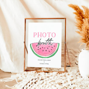 Een in een meloen teken watermeloen foto stand tek reclamebord met voetstuk