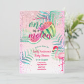 Eén in een Meloen Tropische Flamingo Watermeloen R Kaart (Staand voorkant)