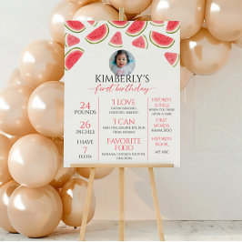 Een in een meloen verjaardag mijlpaal teken, water poster