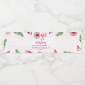 Eén in een meloen verjaardag waterfles label waterfles etiket (Enkel label)