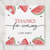 Een in een meloen verjaardag watermeloen dank je bedankjes labels (Voorkant)