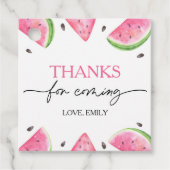 Een in een meloen verjaardag watermeloen dank je bedankjes labels (Voorkant)