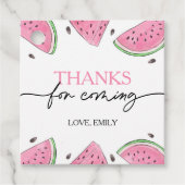 Een in een meloen verjaardag watermeloen dank je bedankjes labels (Voorkant)